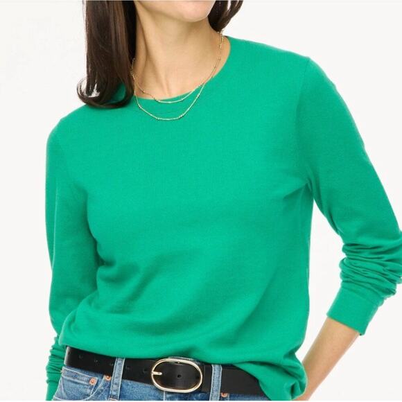 J. Crew Women's Cotton Teddie Pullover Sweater Long Sleeve Green Size Small NWOT - Picture 1 of 11